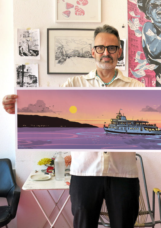 Poster Boot Sonnenuntergang