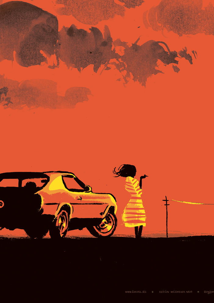 Poster On the Road, Sonnenuntergang