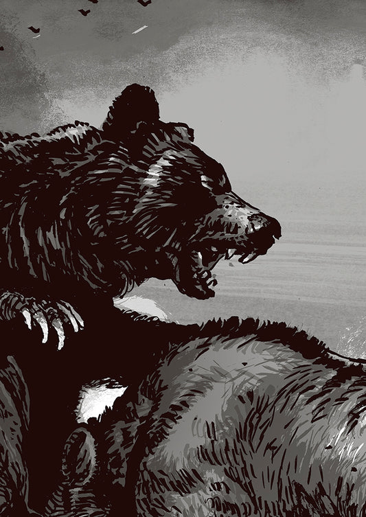 Poster Bär Elch Kampf